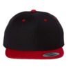 YP_Classics_6089M_Black-_Red_Front_High Flat Bill Snapback Cap