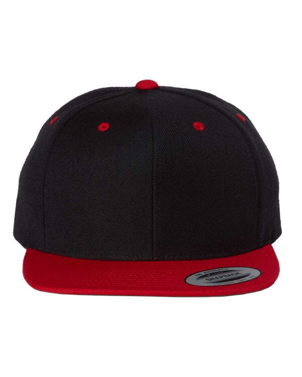 YP_Classics_6089M_Black-_Red_Front_High Flat Bill Snapback Cap