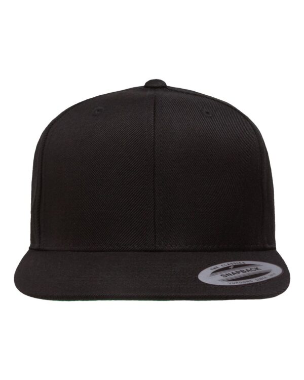 YP_Classics_6089M_Black_Front_High Flat Bill Snapback Cap