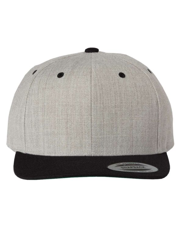 YP_Classics_6089M_Heather-_Black_Front_High Flat Bill Snapback Cap